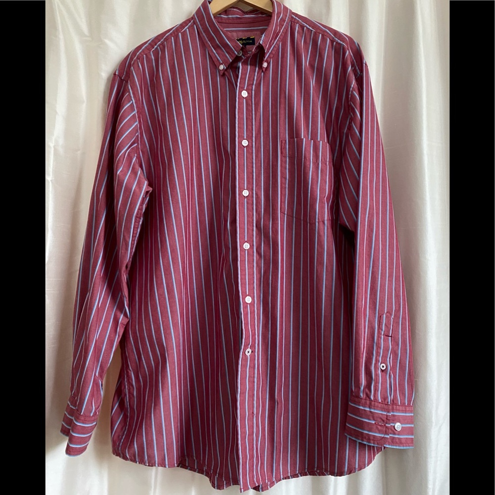 Club Room turquoise wht stripe button down shirt
